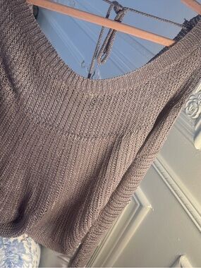 Costa Blanca Knit Open-Weave Sweater in Taupe